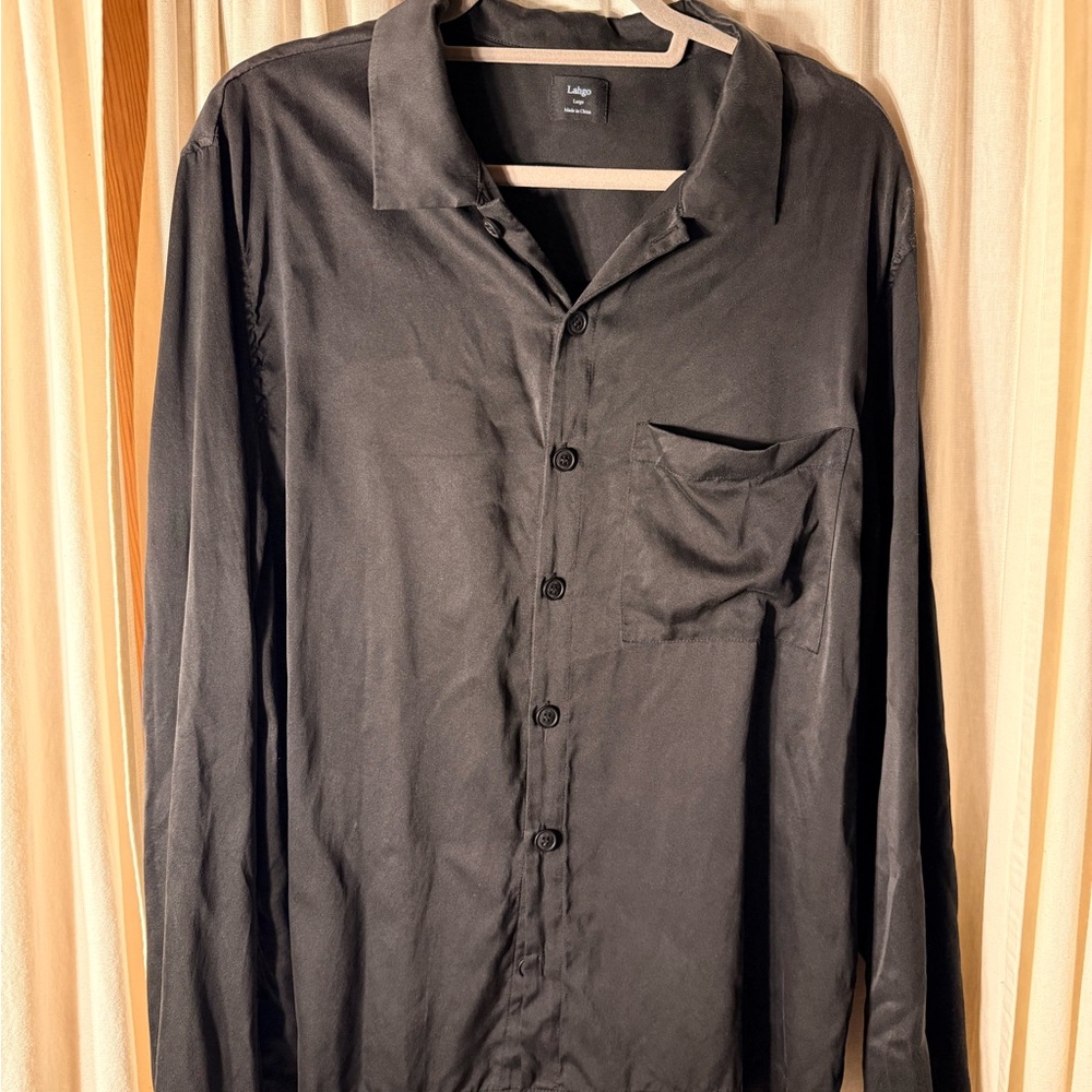 Lahgo by Lunya Washable Silk Pajama Set Black Size Large